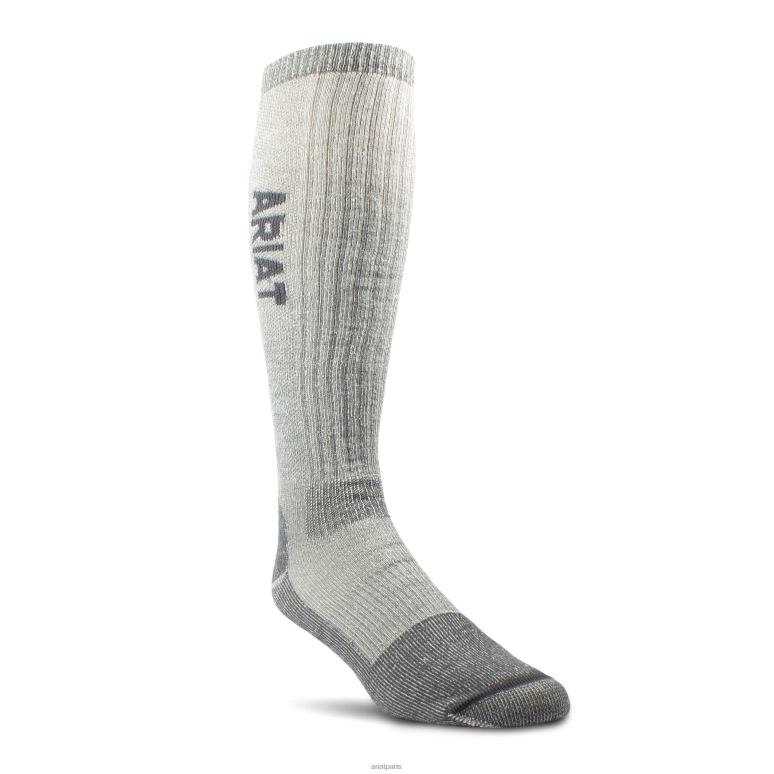 RJ66P2037 Mélange de laine mérinos d'épaisseur moyenne sur les chaussettes de travail à bout en acier du mollet Ariat accessoires gris unisexe