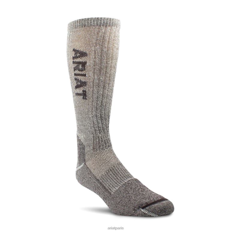 RJ66P2040 Lot de 2 paires de chaussettes de travail légères en mélange de laine mérinos, mi-mollet, embout en acier Ariat accessoires brun unisexe