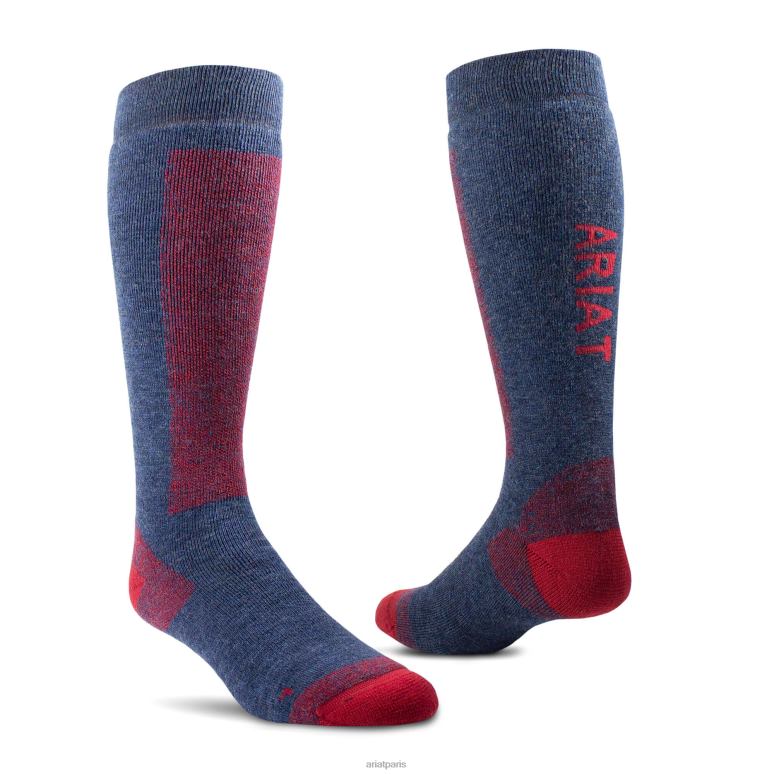 RJ66P2062 chaussettes mérinos Ariat accessoires bleu marine/rouge unisexe